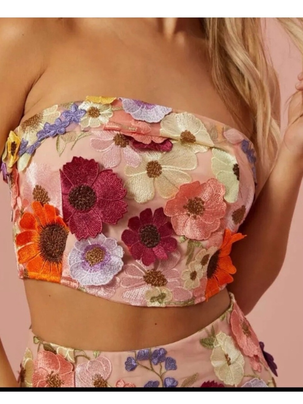 Altar’d Altard State Grace 3D Floral Flower Embroidery Tube Top size XS